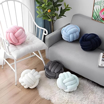 Knot Ball Pillows, Round Throw Pillow Cushion Home Decoration Soft Plush Pillow, Throw Knotted Ball Pillow Handmade Children Room Decoration Round Plush Toy Pillow (Dark Grey,8.5"/22cm)
