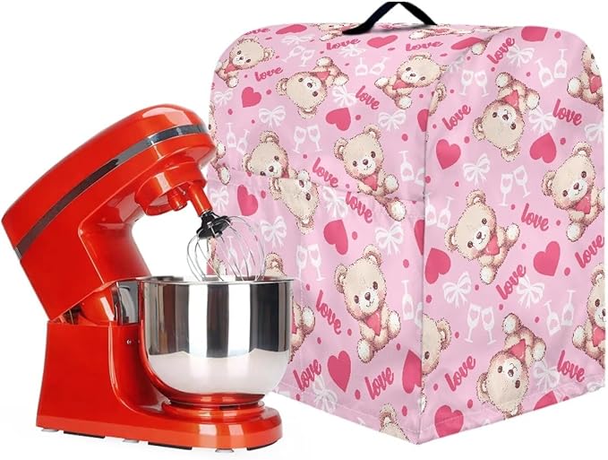 Cartoon Bear Lover Stand Mixer Covers for Women Kitchen Appliance Dust Covers Protective Compatible with 6-8 Quart Kitchen Aid Stand Mixer Cartoon Gnome Mixer Cover