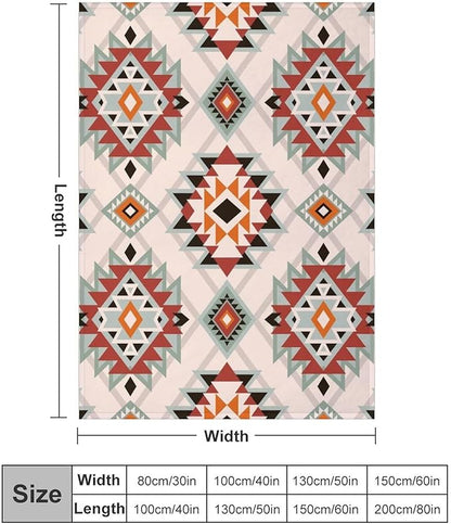 Southwest Style Blanket, Boho Geometric Print Throw Blanket Tribal Aztec Blanket for Couch Bed Sofa Cover Throw Home DéCor 30"x40"