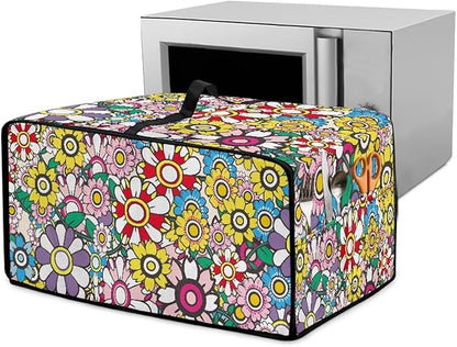 Convection Toaster Oven Dustproof Cover Countertop Air Fryer Toaster Oven Cover with Pockets, Small Appliances Protector, S, 14.5 x 18.5 x 9 Inch, Groovy Hippie Flower