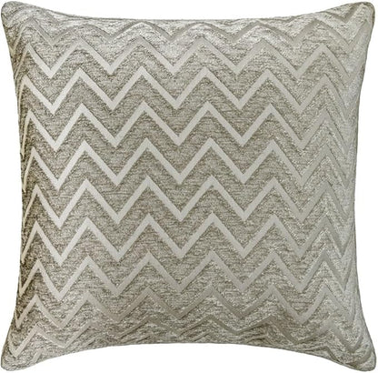 The HomeCentric King/Queen/Twin Silver Decorative CA King 86"x18" Bed Runner with Two Pillow Cover, Chevron Bed Scarf on Jacquard Fabric - Silver Gleam Chevron