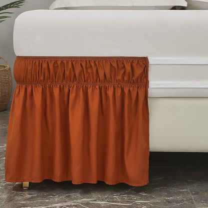 MEILA Wrap Around Bed Skirt Three Fabric Sides Elastic Dust Ruffled 24 Inch Tailored Drop,Easy to Install Fade Resistant-Caramel, Twin/Full