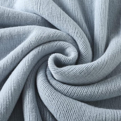 Homiest Decorative Knitted Throw Blanket with Fringe Soft & Cozy Tassel Blanket for Couch Sofa Bed (Baby Blue,50x60)