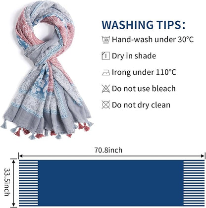 Scarf for Women Lightweight Soft Floral Leopard Printed Scarves Fall Winter Fashion Shawl Wrap with Fringe