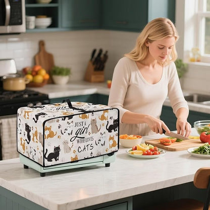 Waterproof Microwave Oven Grill Cover Protector Cartoon Cats Paw Print Foldable Microwave Oven Dust Cover with Storage Bags Just A Girl Print Case Protections for Toaster Oven, S