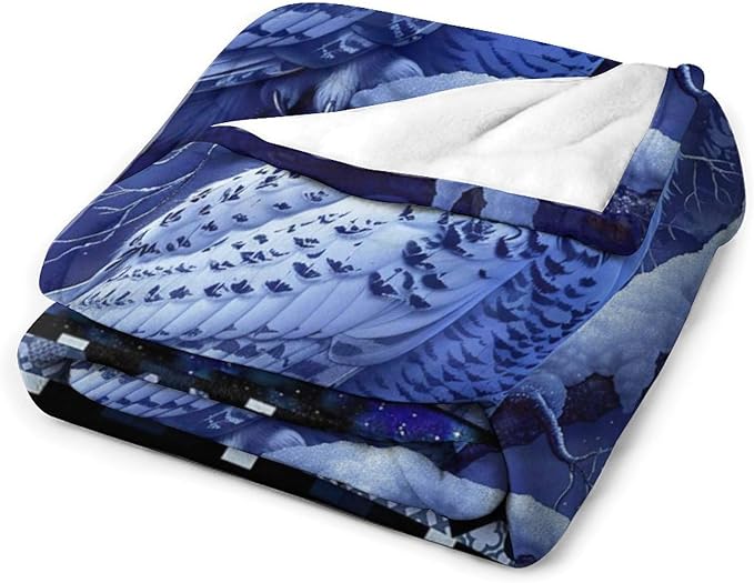 Owl Night Throw Blanket Owls Moon Print Blankets Gifts for Couch Sofa Bed Stuff Decor Soft Cozy Fleece Plush Flannel Bedding for Lover Men Women Adults 60"x80"