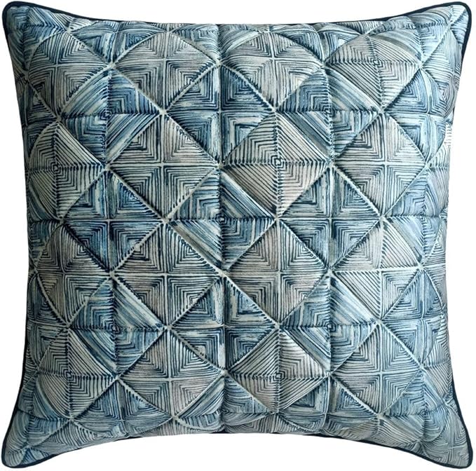 The HomeCentric King/Queen/Twin Blue Decorative CA King 86"x18" Bed Runner Without Pillow Cover, Indigo, Printed & Quilted Bed Scarf on Suede Fabric - Indigo Centric