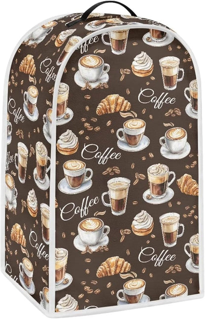 Coffee Bread Print Blender Dust Cover for Stand Mixer or Coffee Maker Appliance Anti Fingerprint Polyester Dust Proof Stain Resistant Blender Cover for Home Kitchen