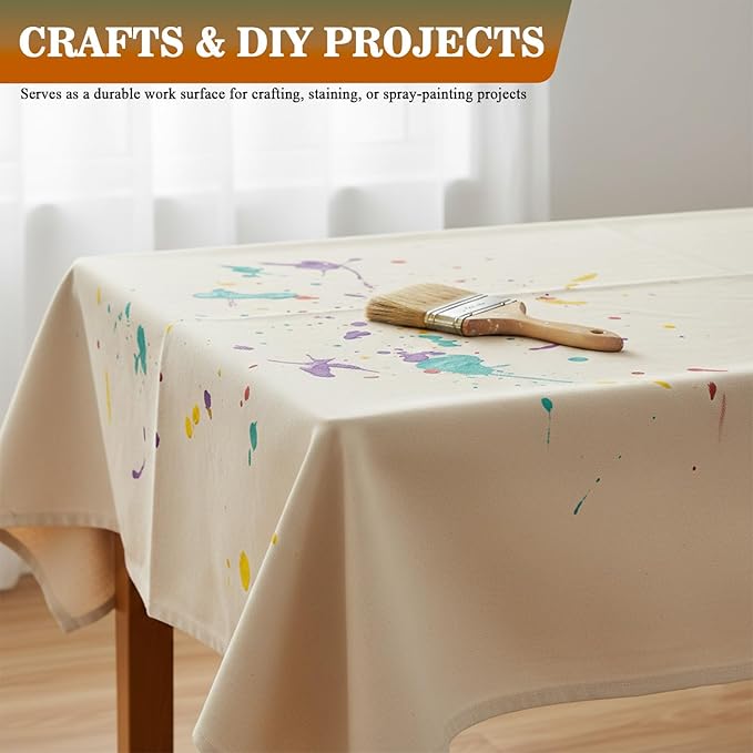 Drop Cloth for Painting (12X15 ft, 1 Pack) Washable and Reusable Canvas Fabric for Furniture & Floor Protection Highly Absorbent Paint Cover - Duck Dropcloth for Outdoor and Indoor use