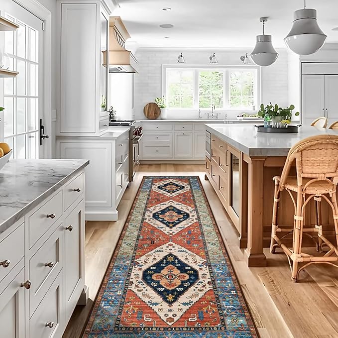Lahome Boho Kitchen 2x7 Runner Rug - Non-Slip Washable Hallway Runner, Oriental Distressed Non-Shedding Rugs Carpet for Entryway Bedroom Laundry Room