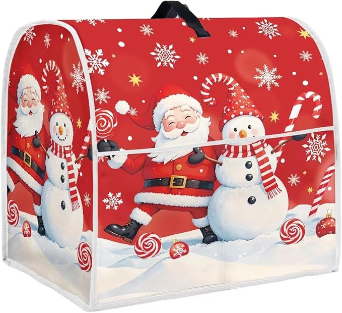 Santa Claus Mixer Cover for Kitchen Aid 6-8 Quart Stand Mixers, Universal Kitchen Appliance Dust Cover Washable Dustproof Cloth Cover with Pocket for Kitchenware Gift for Christmas