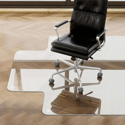 Tempered Glass Chair Mat with Lip, 53" x 45" Heavy-Duty Office Floor Protector for Under-Desk Reach, for Carpet & Hardwood, 1/5" Thick