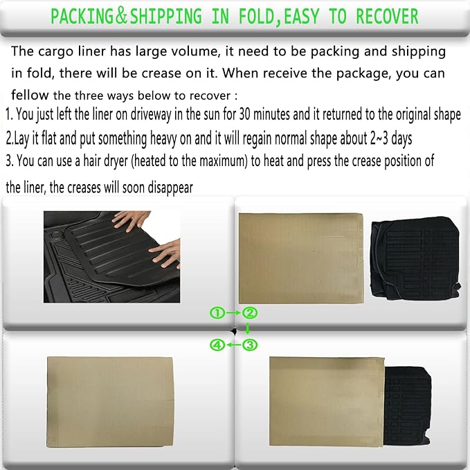 Camry Cargo Liners,Rear Cargo Trunk Tray Floor Mats Compatible with 2012 2013 2014-2016 2017 Toyota Camry (No Hybrid Models),All Weather Protector Custom 3D Waterproof Durable Odorless TPO Accessories
