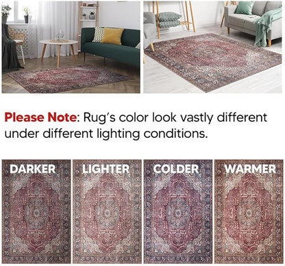Keen Home Design 2x10 Rug - Machine Washable Runner Rug with Non-Slip Backing, Ideal for Hallway, Entryway, Kitchen, Laundry Room - Vintage, Easy Clean, Durable, Low Pile - (2'6" x 10')