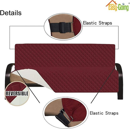 Easy-Going Futon Slipcover - Reversible Sofa Cover, Armless, Water Resistant - Protects Furniture from Pets & Kids - Christmas Red/Ivory