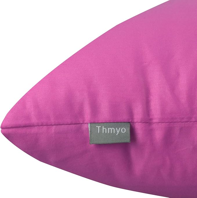 Thmyo 4-Pack 100% Cotton Comfortable Solid Decorative Throw Pillow Case, Square Cushion Cover Pillowcase Sublimation Blank Pillow Covers DIY Throw Pillowcase for Sofa(20x20 inch/ 50x50cm,Rose red)