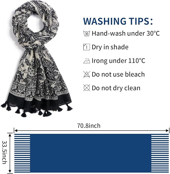 Scarf for Women Lightweight Soft Floral Leopard Printed Scarves Fall Winter Fashion Shawl Wrap with Fringe