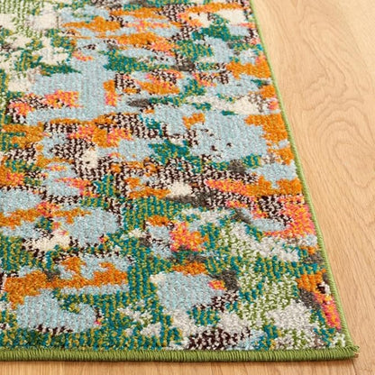 SAFAVIEH Monaco Collection Area Rug - 9' x 12', Sage & Rust, Contemporary Design, Slip Resistant & Stain Resistant, Ideal for High Traffic Areas in Living Room, Bedroom & Dining Room (MNC225W-9)