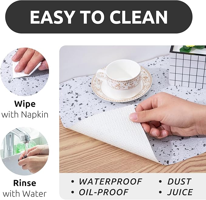 RAY STAR 18X96 Inch Shelf Liner for Kitchen Cabinets, Non-Adhesive Cabinet Liner Washable, PVC Drawer Liner for Dresser Non-Slip Bathroom (Stone)(5 Roll)