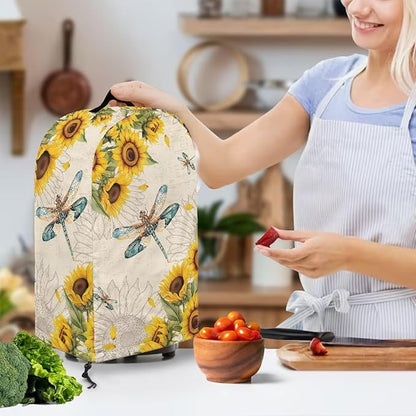 Dragonfly Sunflower Blender Covers for Kitchen Food Processor Cover with Durable Handle, Dust Covers for Kitchen Appliances Stand Mixer or Coffee Maker Appliance Cover