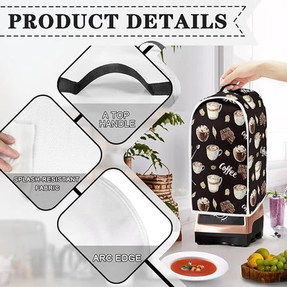 Coffee Chocolate Print Blender Dust Cover, Stand Mixer or Coffee Maker Appliance Cover, Anti Fingerprint Polyester Dust Proof Stain Resistant Blender Cover for Home Kitchen