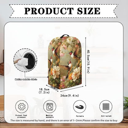 Blender Dust Cover for Kitchen Small Appliance Decor, Vintage Flower Hummingbird Anti Fingerprint Oil-proof Dust Protection Stand Mixer Juicer Soy Milk Machine Covers