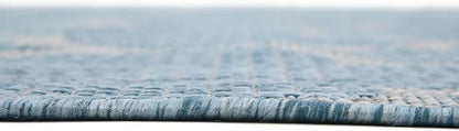 Unique Loom Outdoor Trellis Collection Area Rug (9' x 12' Rectangle, Aquamarine/ Gray)