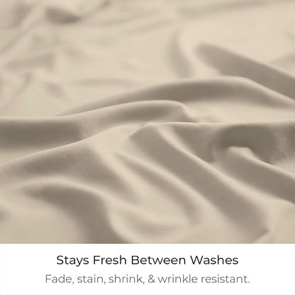 Mellanni Bed Skirt Queen Size - Bed Skirting - 15-Inch Tailored Drop Pleated Dust Ruffle - Hotel Luxury Bedding - Wrinkle, Fade, Stain Resistant - 1 Bedskirt (Queen, Beige)