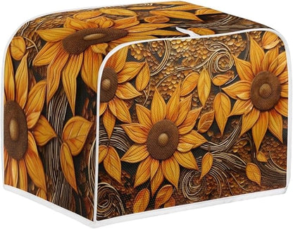 Vintage Sunflowers Printed Toaster Cover, Universal 4 Slice Oven Cover Appliance Cover Toaster, Dustproof Protector Broiler Organizer Bag, Small Kitchen Appliance, BAX-P58-7-AA6-10