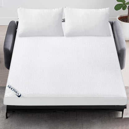 Sleeper Sofa Queen Size Mattress Protector Waterproof,Smooth Top Mattress Protector for Kids,Breathable Skin Friendly and Noiseless Fitted Sheet,Viscose Terry Mattress Cover