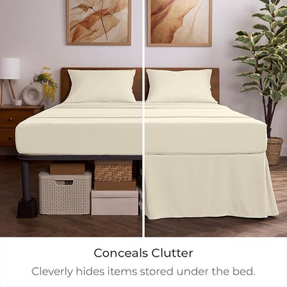 Mellanni Bed Skirt Queen Size - Bed Skirting - 15" Tailored Pleated Dust Ruffle - Hotel Luxury Bedding - Wrinkle, Fade, Stain Resistant - 1 Bedskirt (Queen, Golden Ivory)