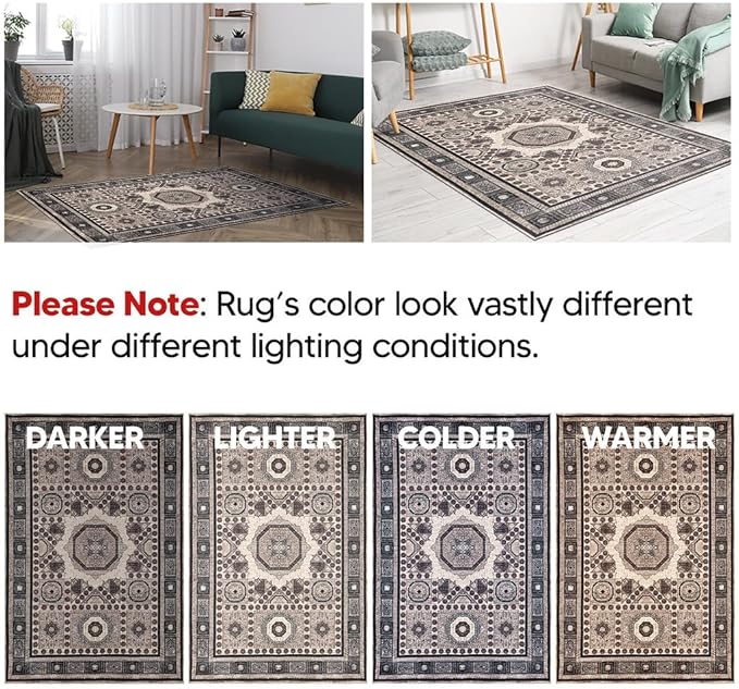 Keen Home Design 2x7 Rug - Machine Washable Runner Rug with Non-Slip Backing, Ideal for Hallway, Entryway, Kitchen, Laundry Room - Vintage, Easy Clean, Durable, Low Pile Rug - (2'6" x 7')