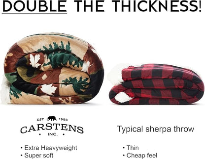 CARSTENS, INC. Ultra Premium Super Soft Plush Sherpa Fleece Oversized Throw Blanket 54" x 68", Cascade Ridge