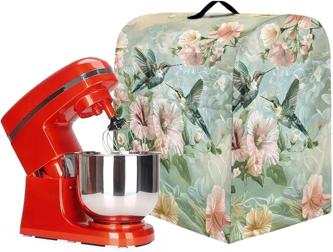 Generic Stand Mixer Cover Dust Covers for 4.5qt-5qt Kitchen Aid Mixer Hummingbird Print Polyester Waterproof with Drawstring Closure