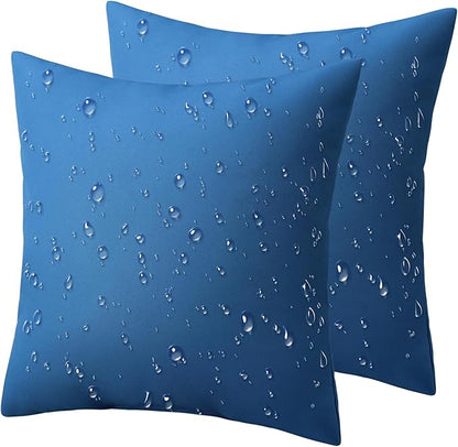 Phantoscope Pack of 2 Premium Dual Usage Outdoor Pillow Inserts, Waterproof Throw Pillows No Cover Needed, Colorful Decorative Couch Sham Cushion Stuffer Patio Couch Tent, Blue 18 x 18 Inches