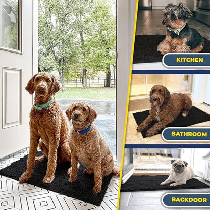 Muddy Mat® Shown on TV – Super Absorbent Door Mat Indoor, Microfiber Quick Dry Chenille Entryway Rug, Non-Slip Front Door Mat, Indoor Mats for Entryway, Machine Washable Pet Rug, Black 36"x72"