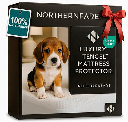King Size Premium Mattress Protector | 100% Waterproof Tencel Cover | Cooling & Breathable Deep Pocket Mattress Pad King | Noiseless, Hypoallergenic, Soft, Washable Fitted Bed Protector