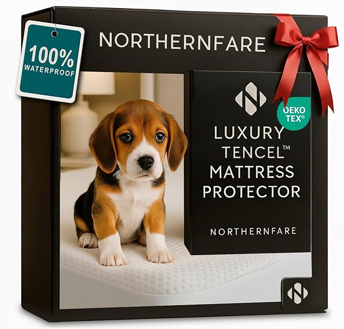 Queen Size Premium Mattress Protector | 100% Waterproof Tencel Cover | Cooling & Breathable Deep Pocket Mattress Pad Queen | Noiseless, Hypoallergenic, Soft, Washable Fitted Bed Protector