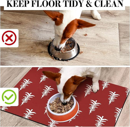 Dog Cat Food Mats for Floors, Absorbent Dog Bowl Mats for Food and Water, Quick Dry Non-Slip Pet Food Mat