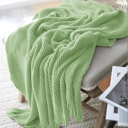 inhand Basil Throw Blanket for Couch Bed,Chunky Chenille Woven Soft Warm Christmas Blankets Gifts for Women with Tassels,Lightweight Cozy Boho Farmhouse Fall Winter Decor,60"x80",Medium Thick