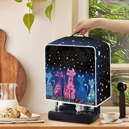 Coffee Maker Cover Dust Cover, Art Washable Dustproof Mixer Protector with Top Handle, Foldable