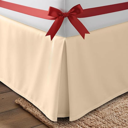 Utopia Bedding Twin Bed Skirt - Soft Quadruple Pleated Ruffle - Easy Fit with 15 Inch Tailored Drop - Hotel Quality, Shrinkage and Fade Resistant (Twin, Beige)