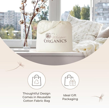 100% Cotton Organic Mattress Pad - Breathable & Cooling Mattress Protector Twin XL Size - Premium 300GSM Quilted and Noiseless Machine Washable Organic Cotton Mattress Protector (Ivory, Twin XL)