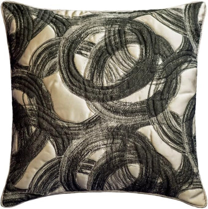The HomeCentric King/Queen/Twin Black Decorative CA King 86"x18" Bed Runner Without Pillow Cover, Circle, Rings, Quilted Bed Scarf on Jacquard Fabric - Circlewise