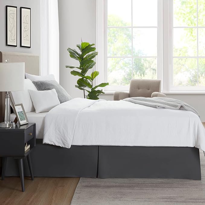 Nestl Dark Gray Full Bed Skirt - Full Size Bed Skirt 14 Inch Drop - Brushed Microfiber Bed Skirts - Hotel Quality Pleated Bed Skirt - Shrinkage & Fade Resistant