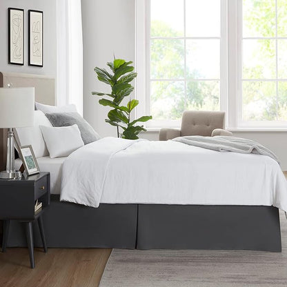 Nestl Dark Gray Twin Bed Skirt - Twin Size Bed Skirt 14 Inch Drop - Brushed Microfiber Bed Skirts - Hotel Quality Pleated Bed Skirt - Shrinkage & Fade Resistant
