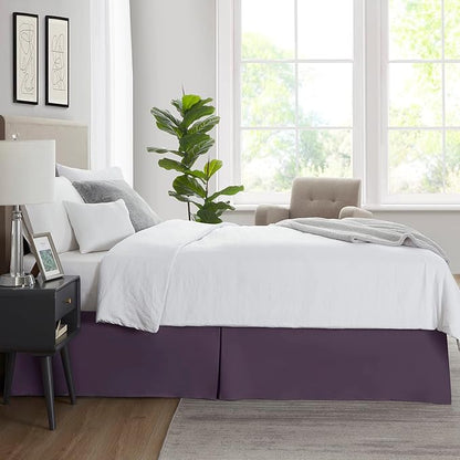 Nestl Dark Purple Twin XL Bed Skirt - Twin XL Size Bed Skirt 14 Inch Drop - Brushed Microfiber Bed Skirts - Hotel Quality Pleated Bed Skirt - Shrinkage & Fade Resistant