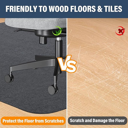 Office Chair mat for Hardwood Floor,55"x35" Anti-Slip Floor Protector for Home Office,Under Desk Mat,Computer Chair mat for Rolling Chairs Dark Grey