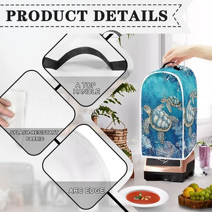 Talayituse Turtle Water Plants Print Blender Dust Cover, Fingerprint Protection Cover for Stand Mixer or Coffee Machine, Home Kitchen Appliance Covers for Stain Dust Resistant Supplies