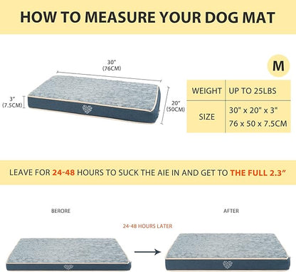 VANKEAN Waterproof Dog Pad Bed Mat Reversible (Warm&Cool), Removable Washable Cover & Waterproof Inner Lining, Pet Mattress for Cats and Dogs, Joint Relief Crate Bed, Navy-Medium